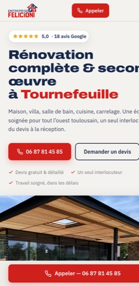 Le site de Entreprise Felicioni sur mobile